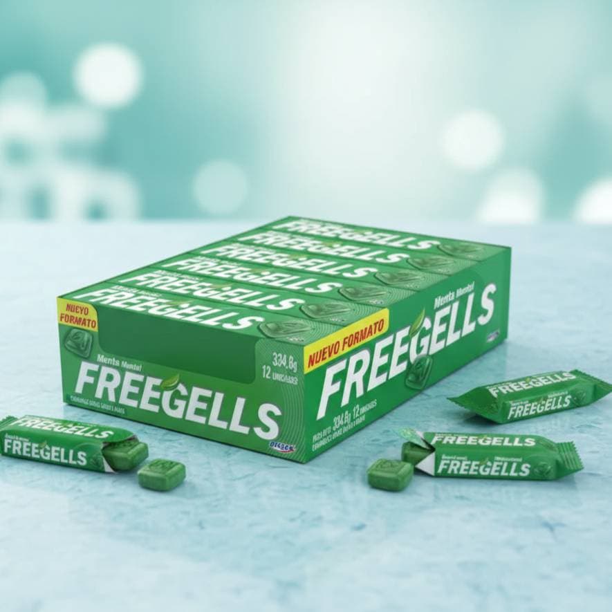 Caramelo mentolado Freegells sabor eucalipto